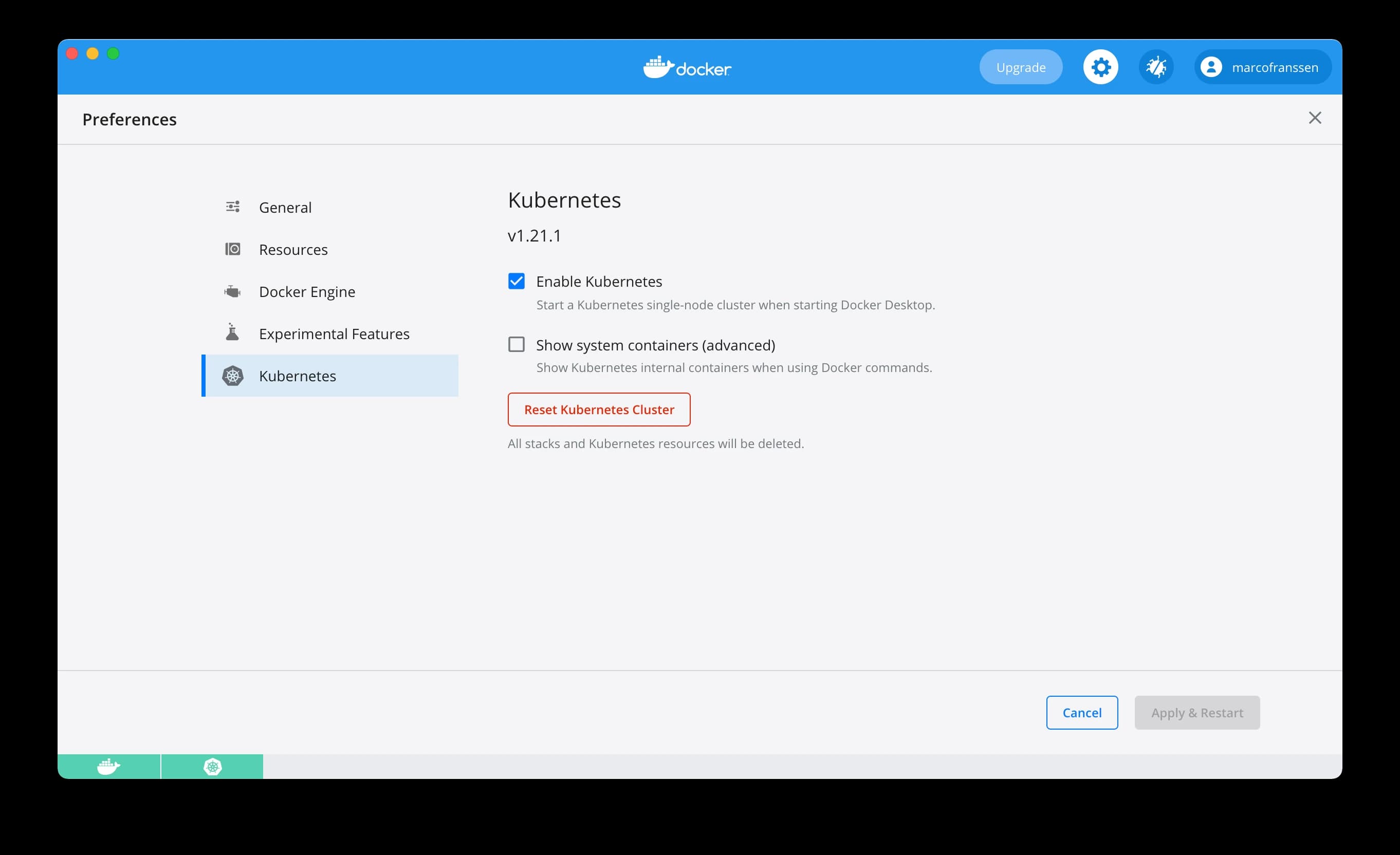 Docker Desktop Kubernetes Settings
